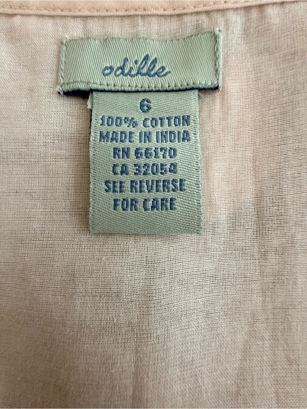 Odille Pale Peach Sheer Button-Front Cap Sleeve Blouse (Anthropologie) - Picture 5 of 6